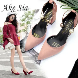 2020 new Korean version wild suede pointed high heels word buckle single shoes sexy comfortable trend high heels ladies shoes
