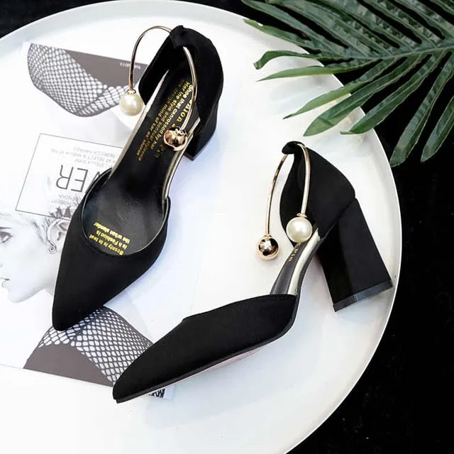 2020 new Korean version wild suede pointed high heels word buckle single shoes sexy comfortable trend high heels ladies shoes