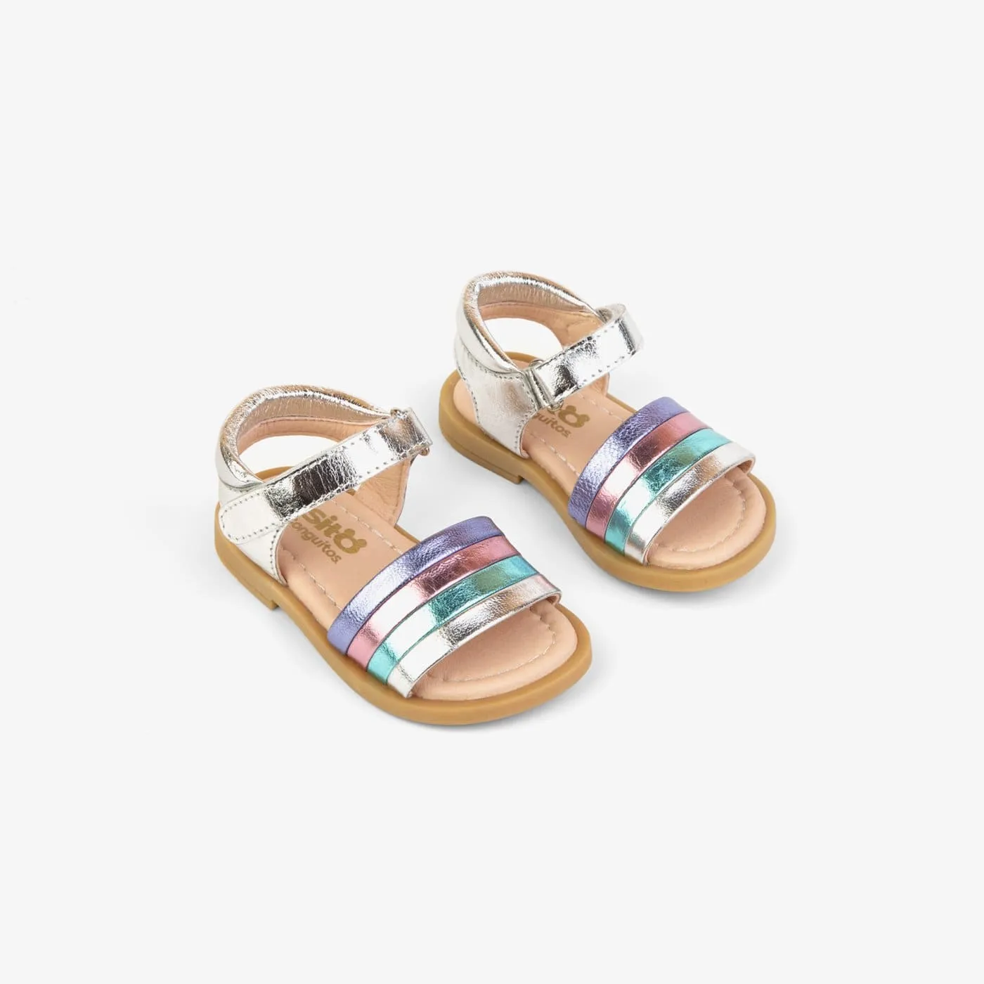 Baby's Silver Leather Strips Sandals
