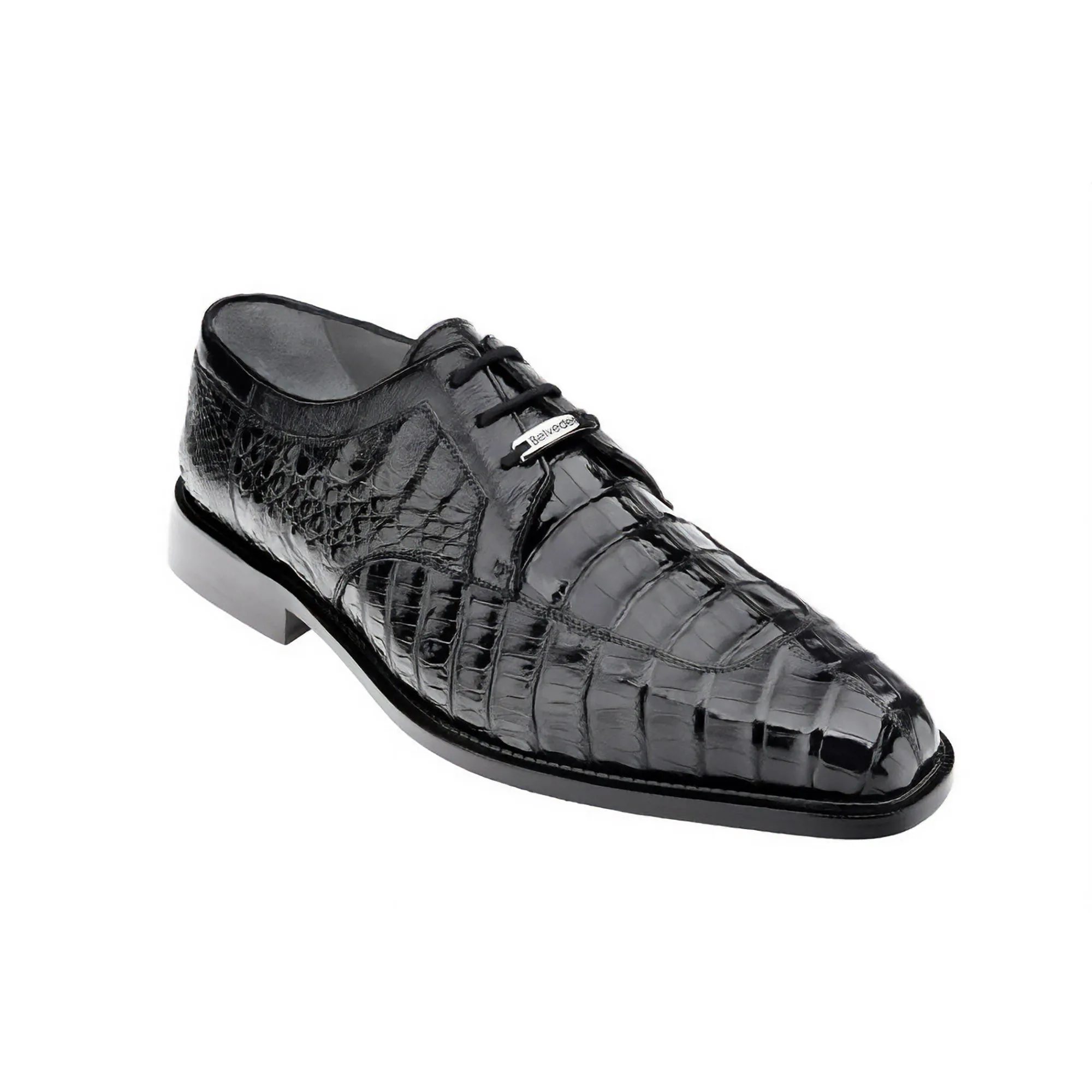 Belvedere Susa in Black Genuine Crocodile Oxfords