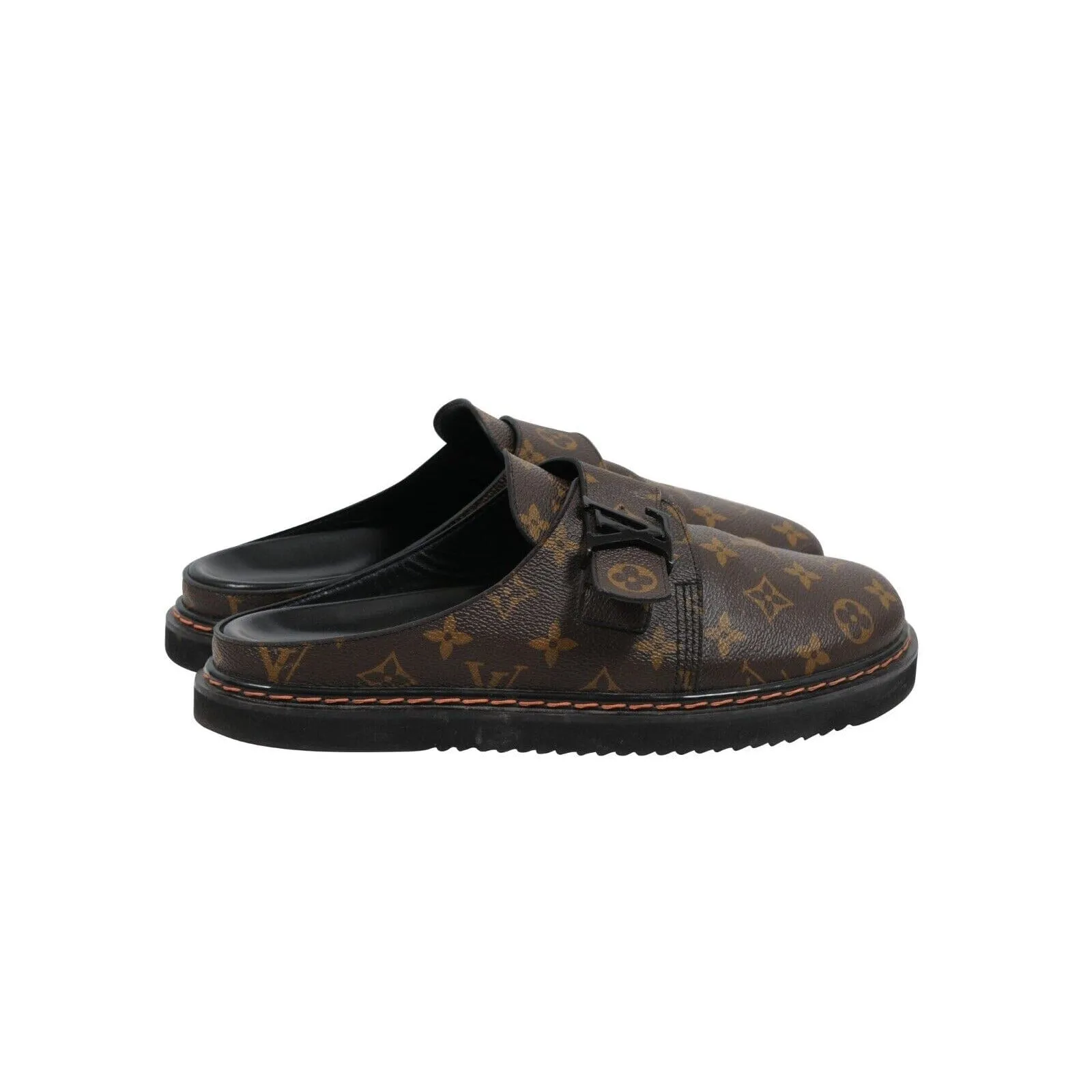 Brown Tan Logo Monogram Canvas LV Easy Mule Slippers