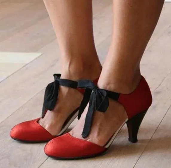 Chicvane Chic Lady Lace Up Mid Heel Shoes