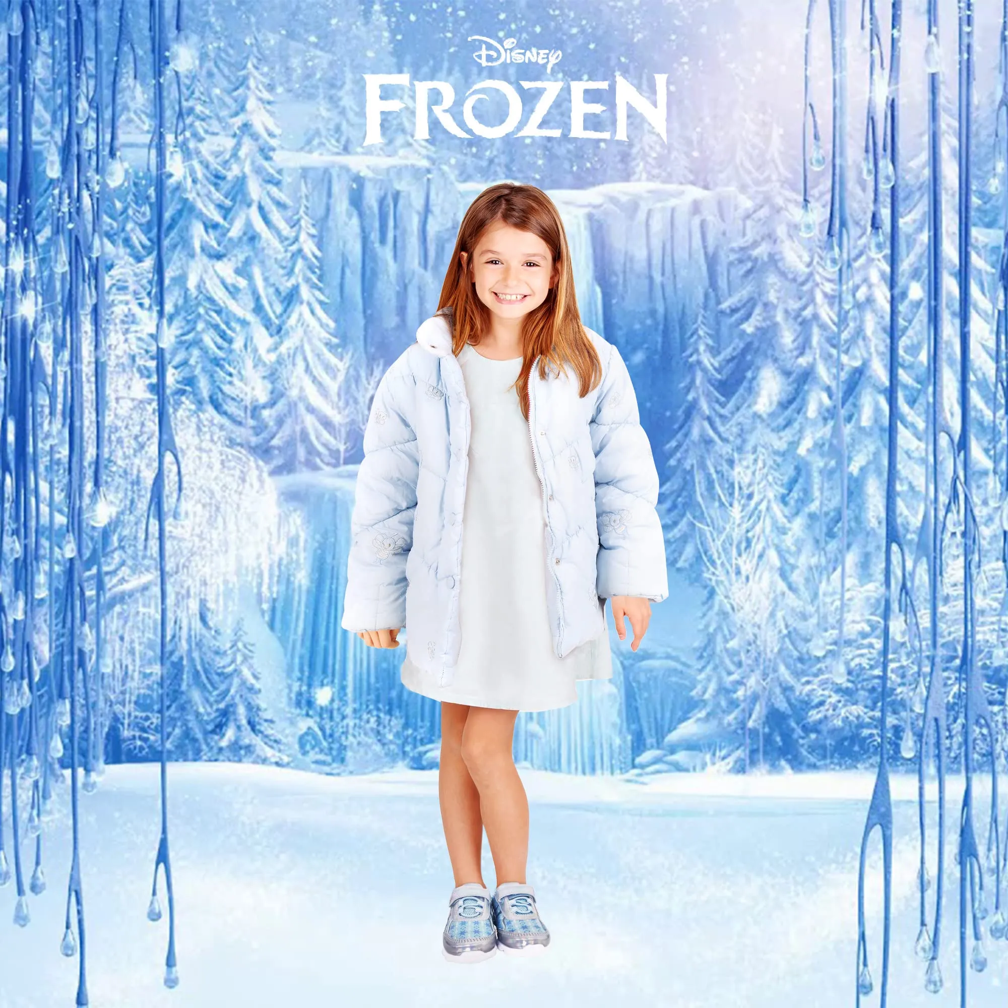 Disney Frozen 2 Girl's Lighted Athletic Sneaker, Blue/Silver (Toddler/Little Kid)