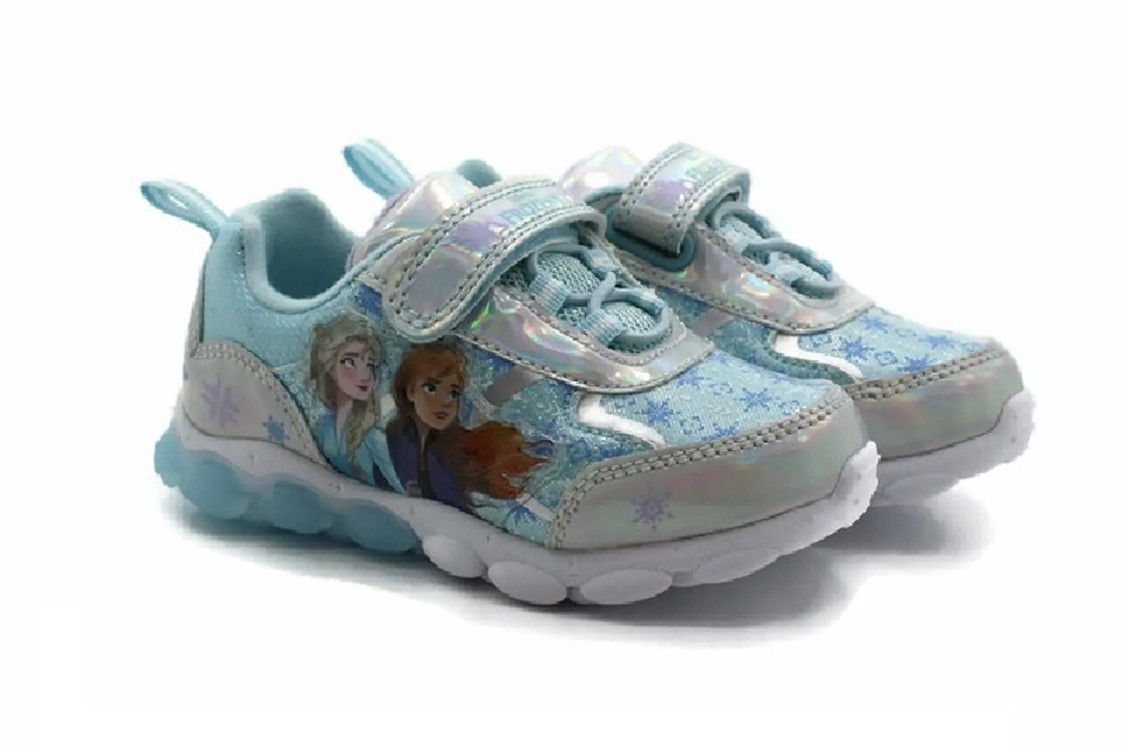 Disney Frozen 2 Girl's Lighted Athletic Sneaker, Blue/Silver (Toddler/Little Kid)