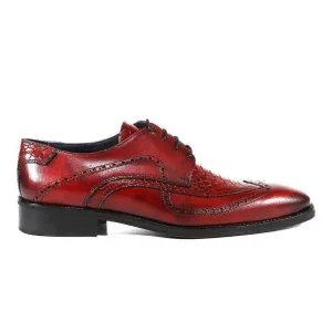 Duca Italian Men's Designer Shoes Crust Cocco Rosso Oxfords (DS3009)