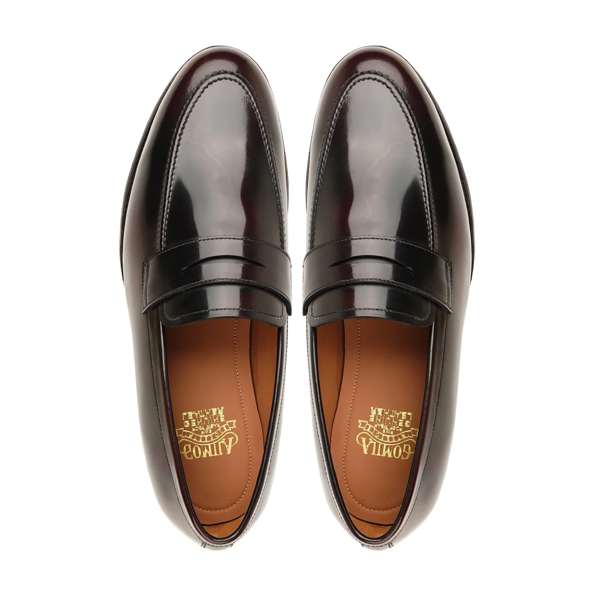 Emile - Men's Burnished Burgendy Box Leather High Shine Loafer