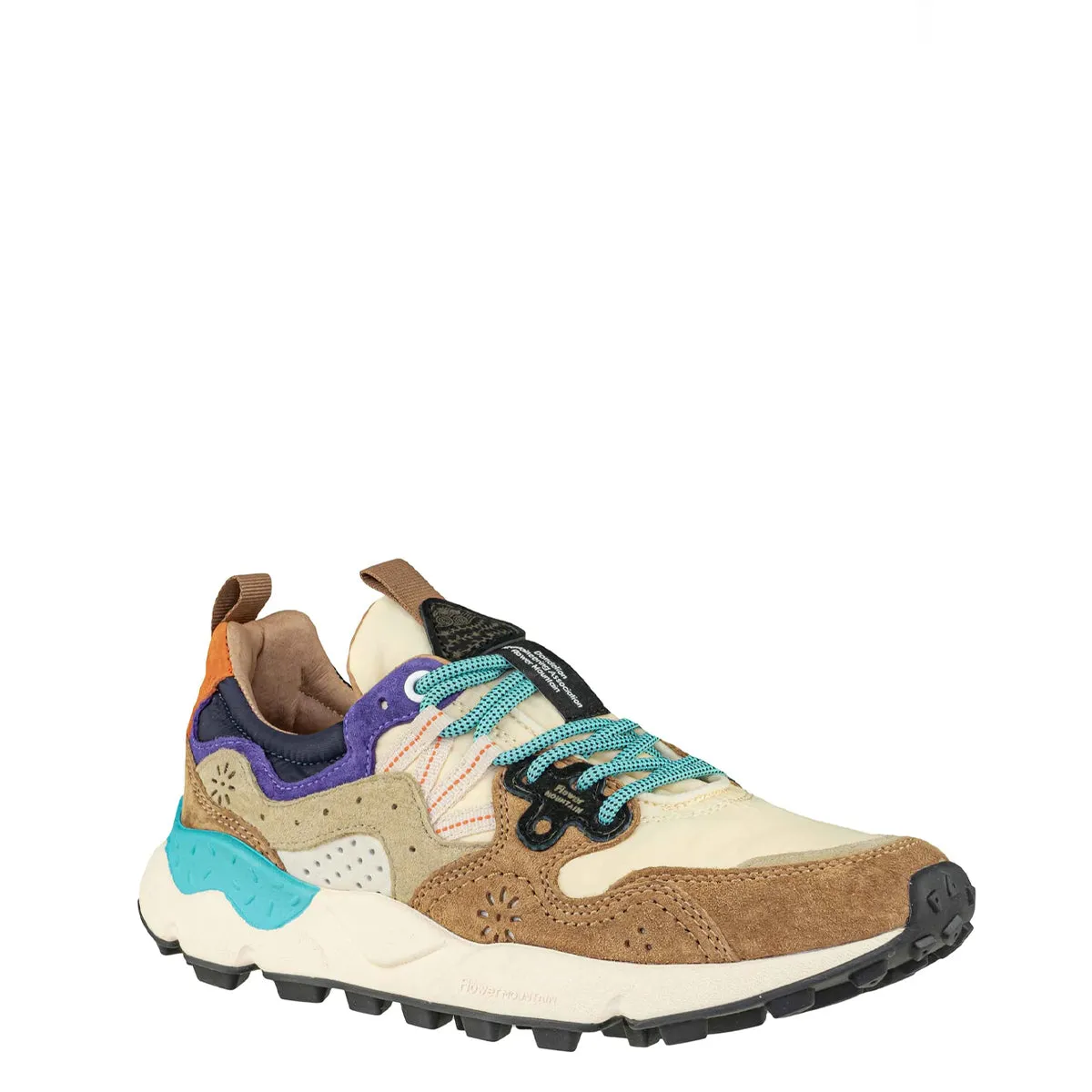 Flower Mountain - Sneakers Yamano 3 Suede Light Brown Beige Violet - 201781801 - LIGHT/BROWN-BEIGE-VIOLET