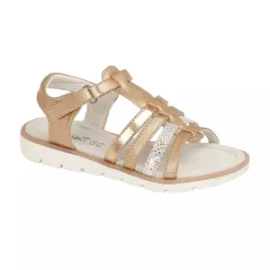 Girls Rose Gold Easy Fasten Sandal