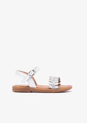Girl's White Buckle Strass Sandals Napa