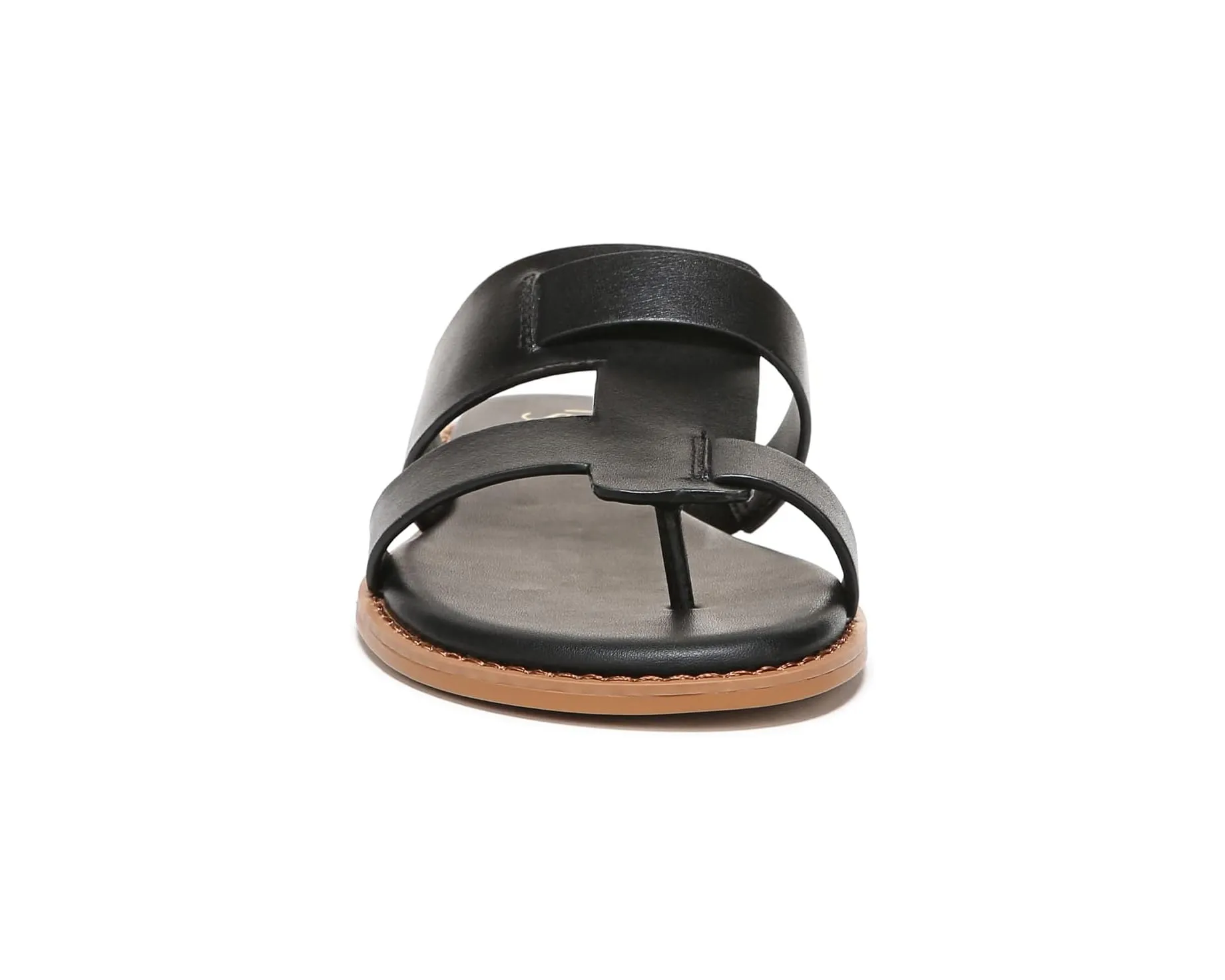 Gretta Black Leather Franco Sarto Flat Sandals
