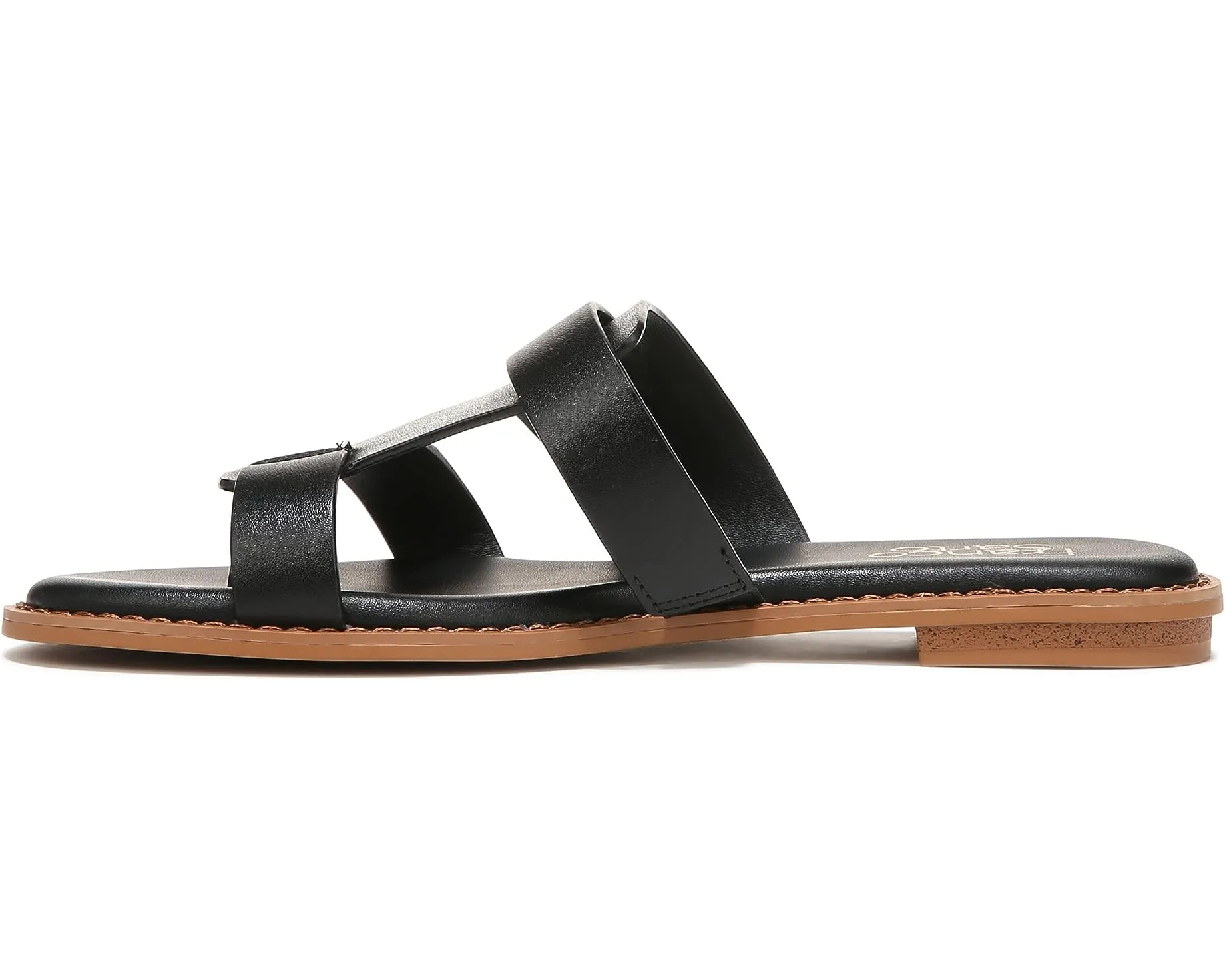 Gretta Black Leather Franco Sarto Flat Sandals