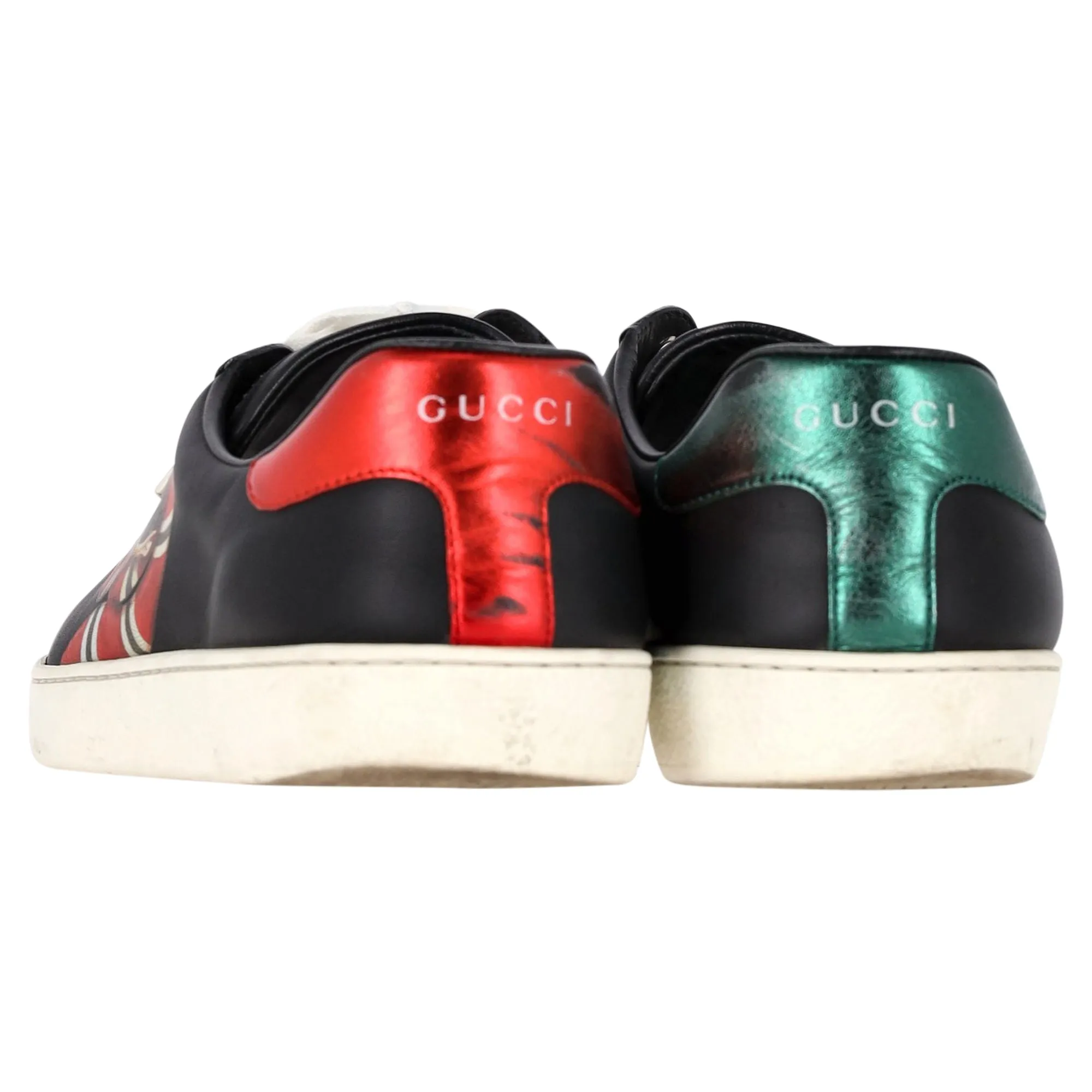 Gucci Kingsnake Ace Sneakers in Black Calfskin Leather