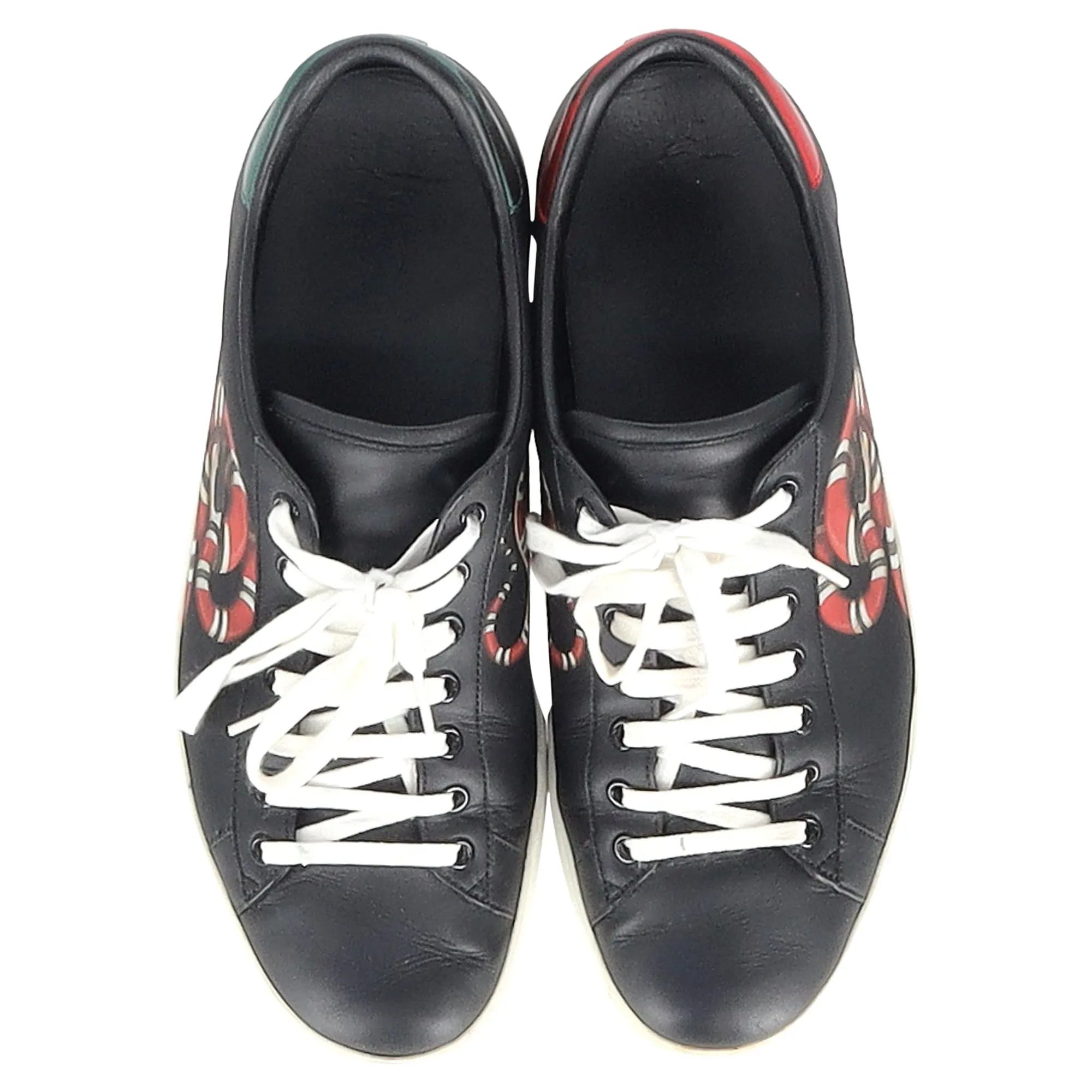 Gucci Kingsnake Ace Sneakers in Black Calfskin Leather