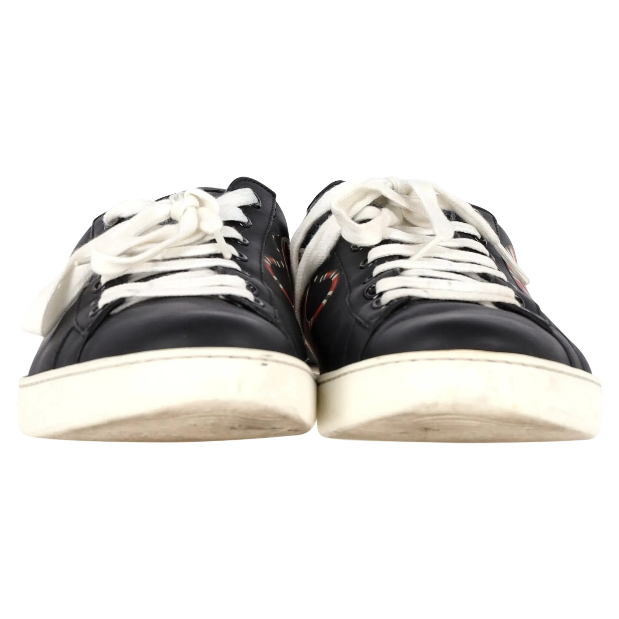 Gucci Kingsnake Ace Sneakers in Black Calfskin Leather