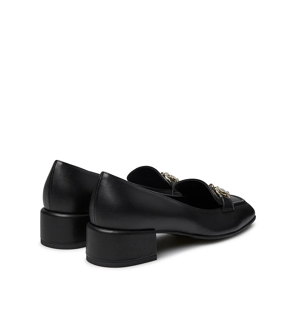 Jewel clamp black nappa loafer