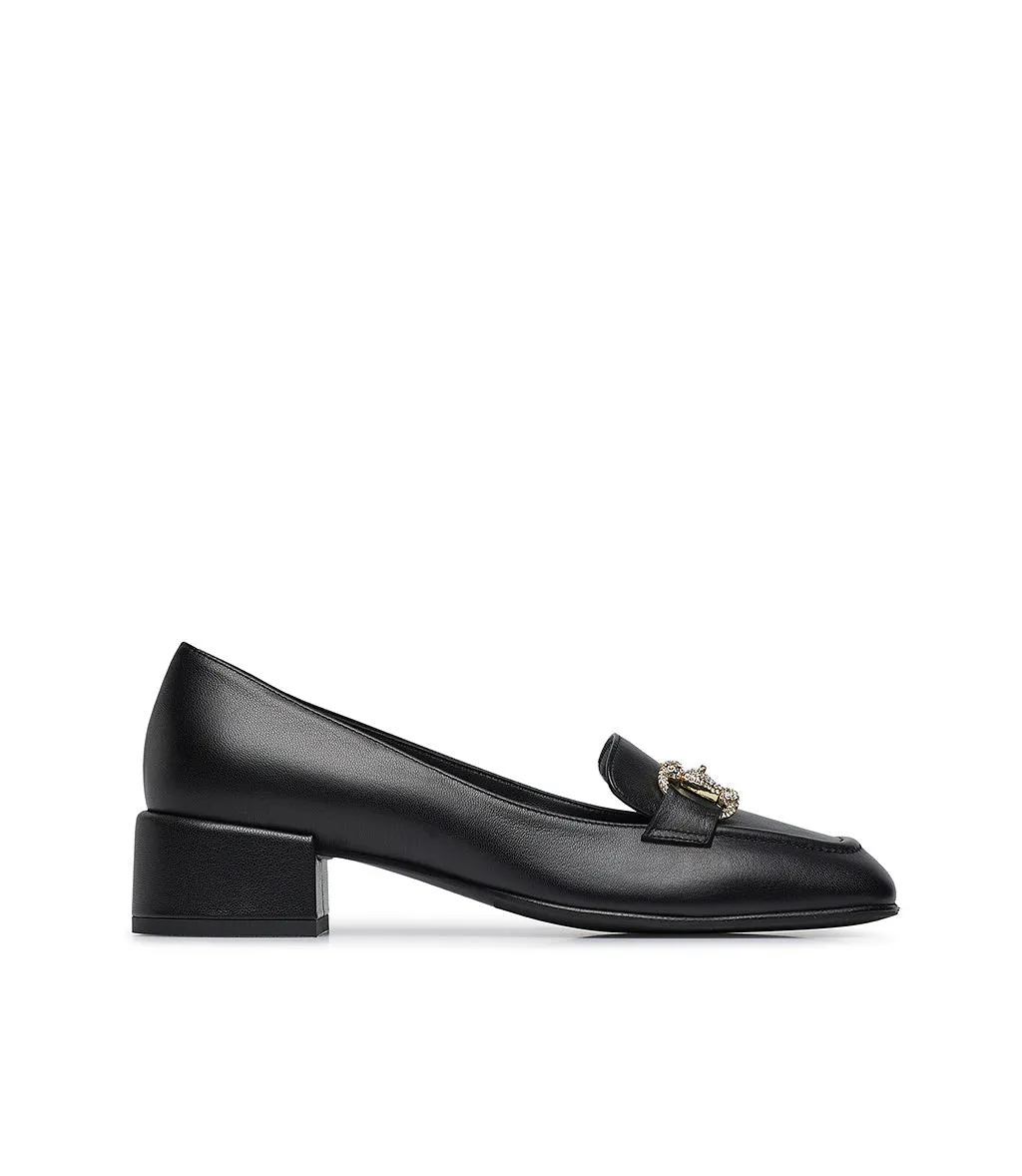 Jewel clamp black nappa loafer
