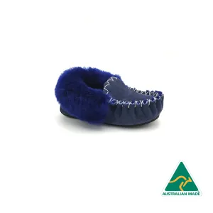 Kid's Navy Blue Moccasins