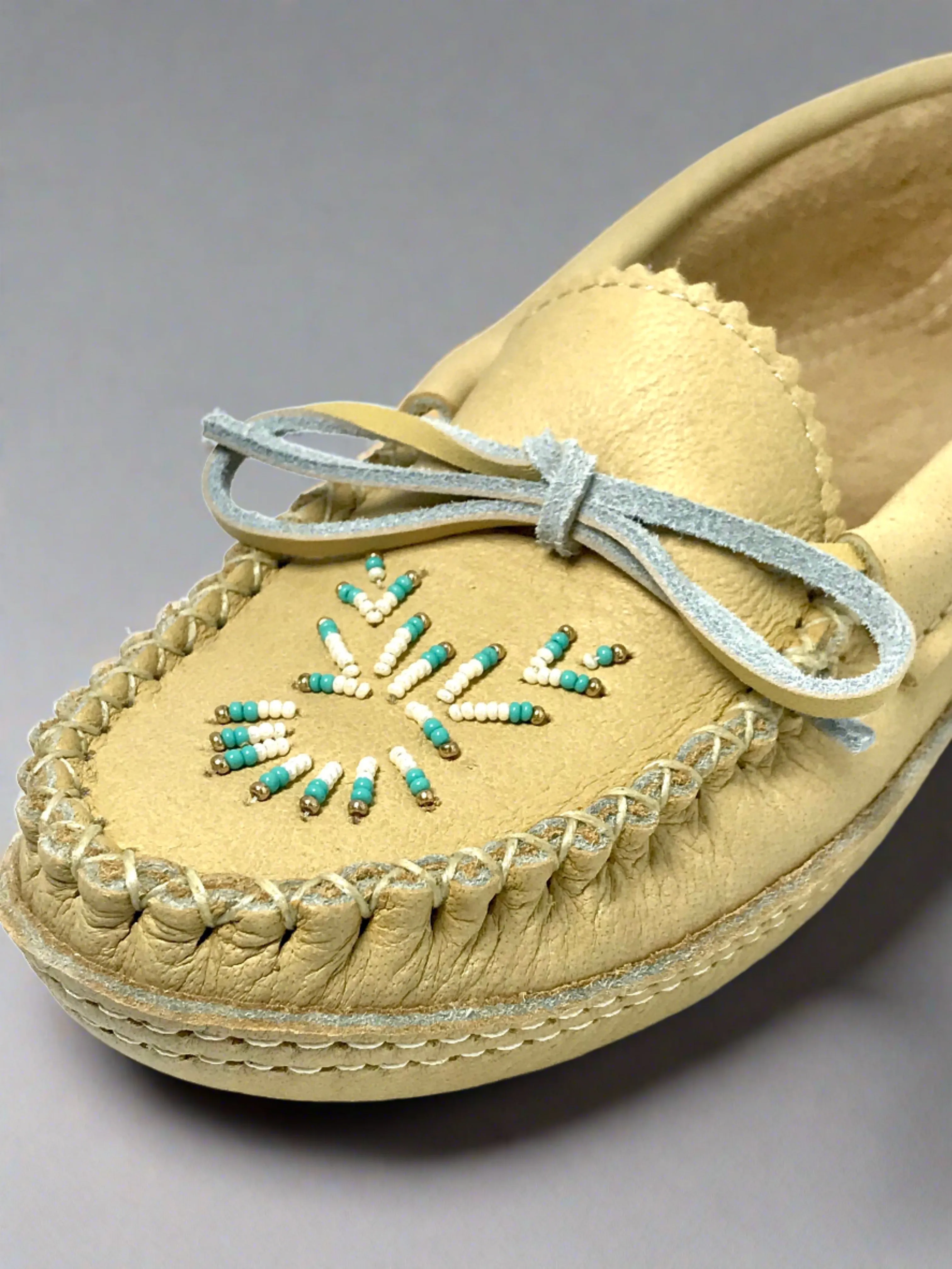 Ladies Beaded Smooth Moose Hide Moccasins