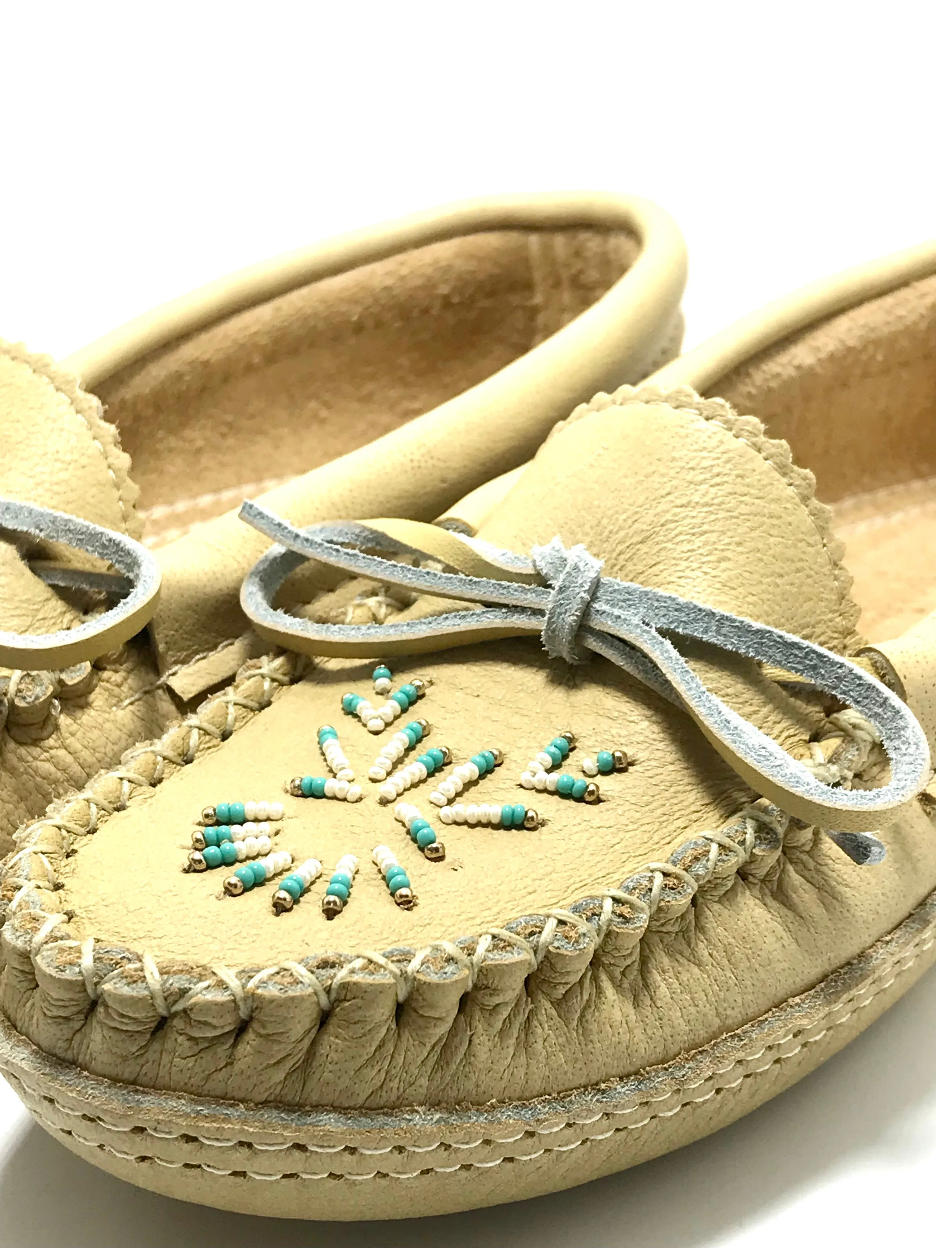 Ladies Beaded Smooth Moose Hide Moccasins