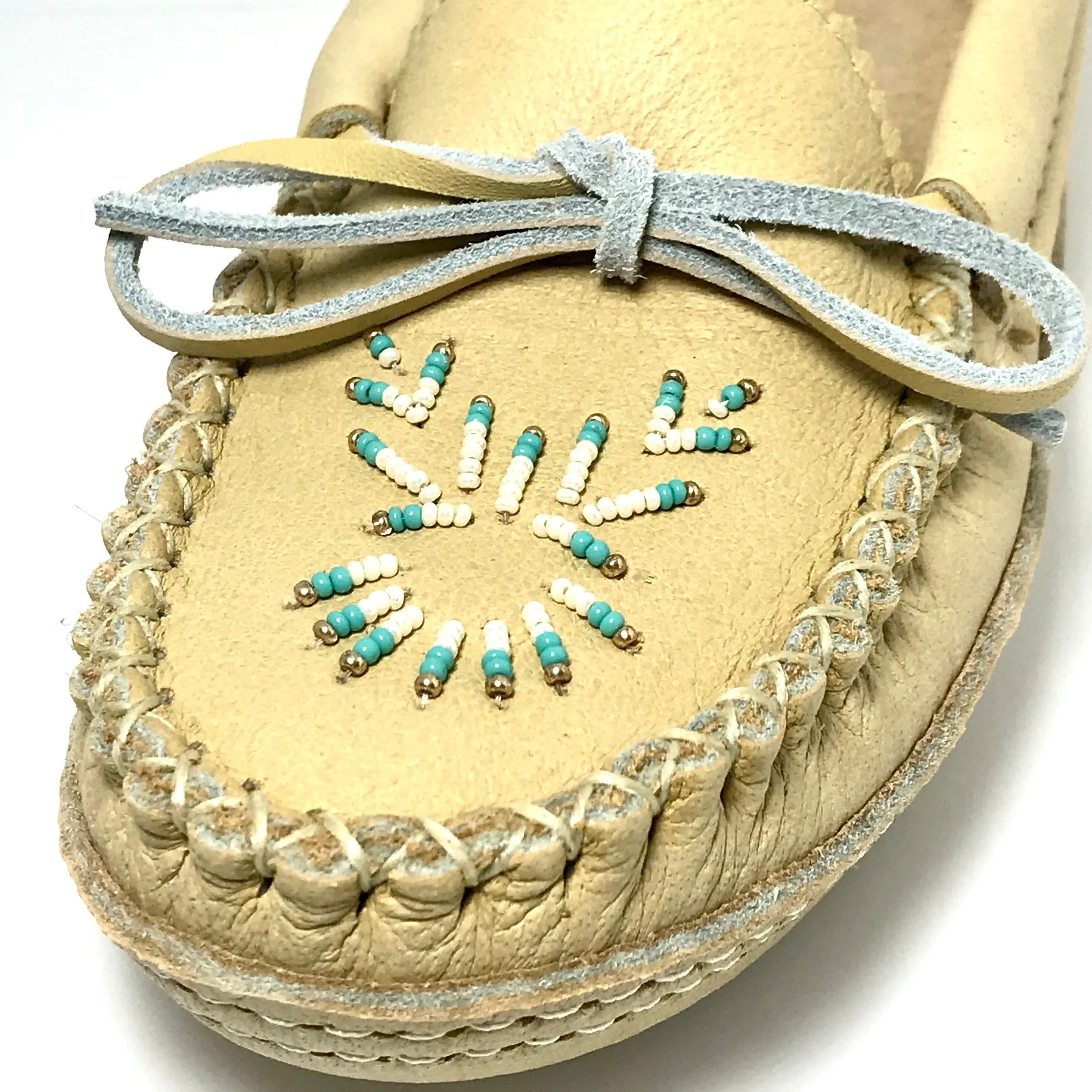 Ladies Beaded Smooth Moose Hide Moccasins