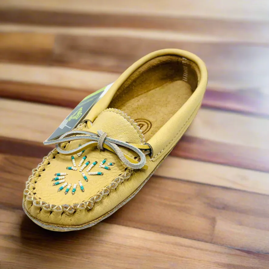 Ladies Beaded Smooth Moose Hide Moccasins