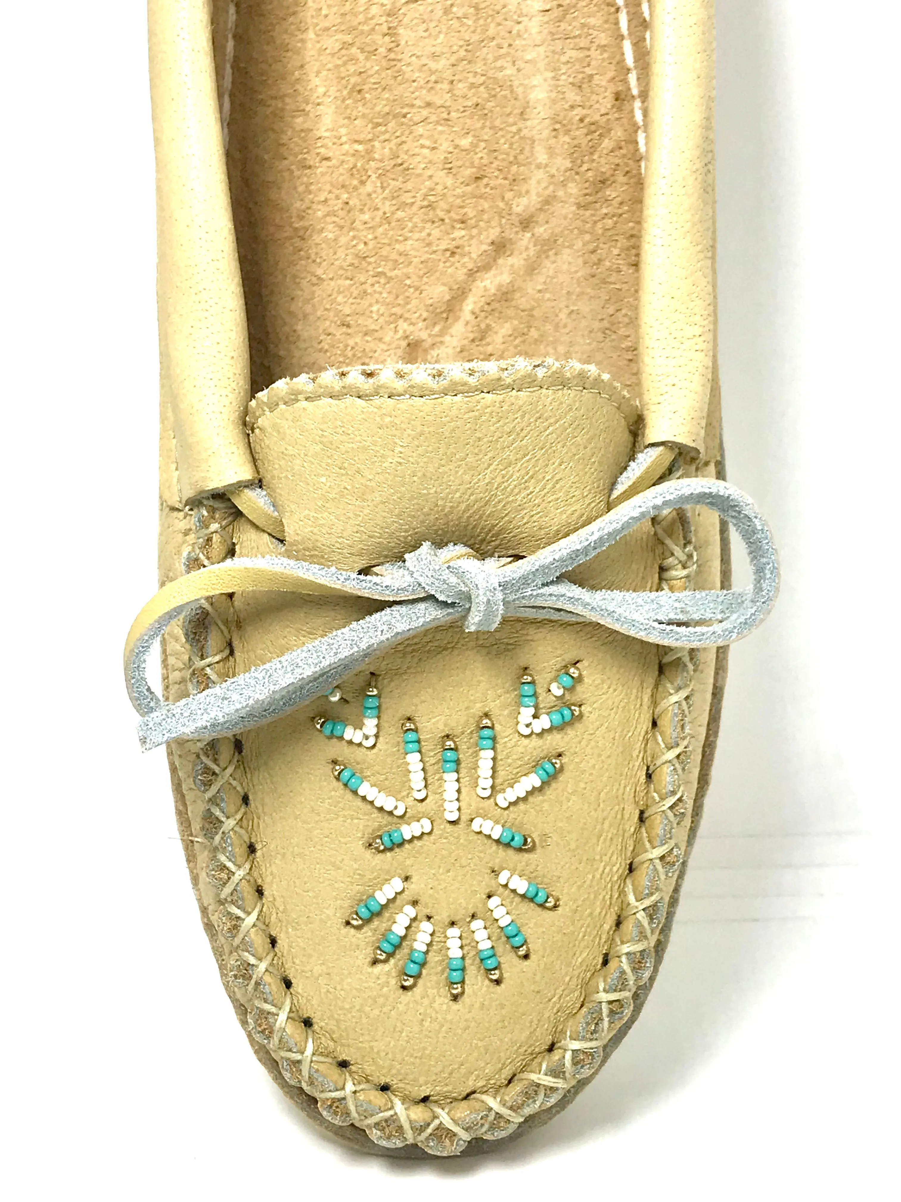 Ladies Beaded Smooth Moose Hide Moccasins