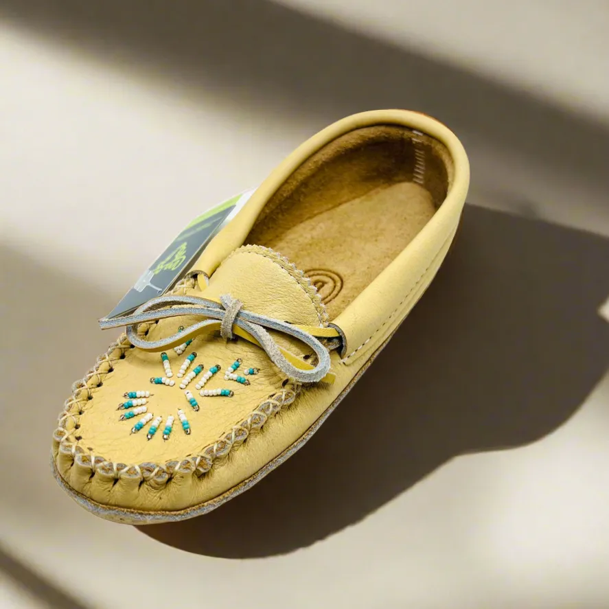 Ladies Beaded Smooth Moose Hide Moccasins