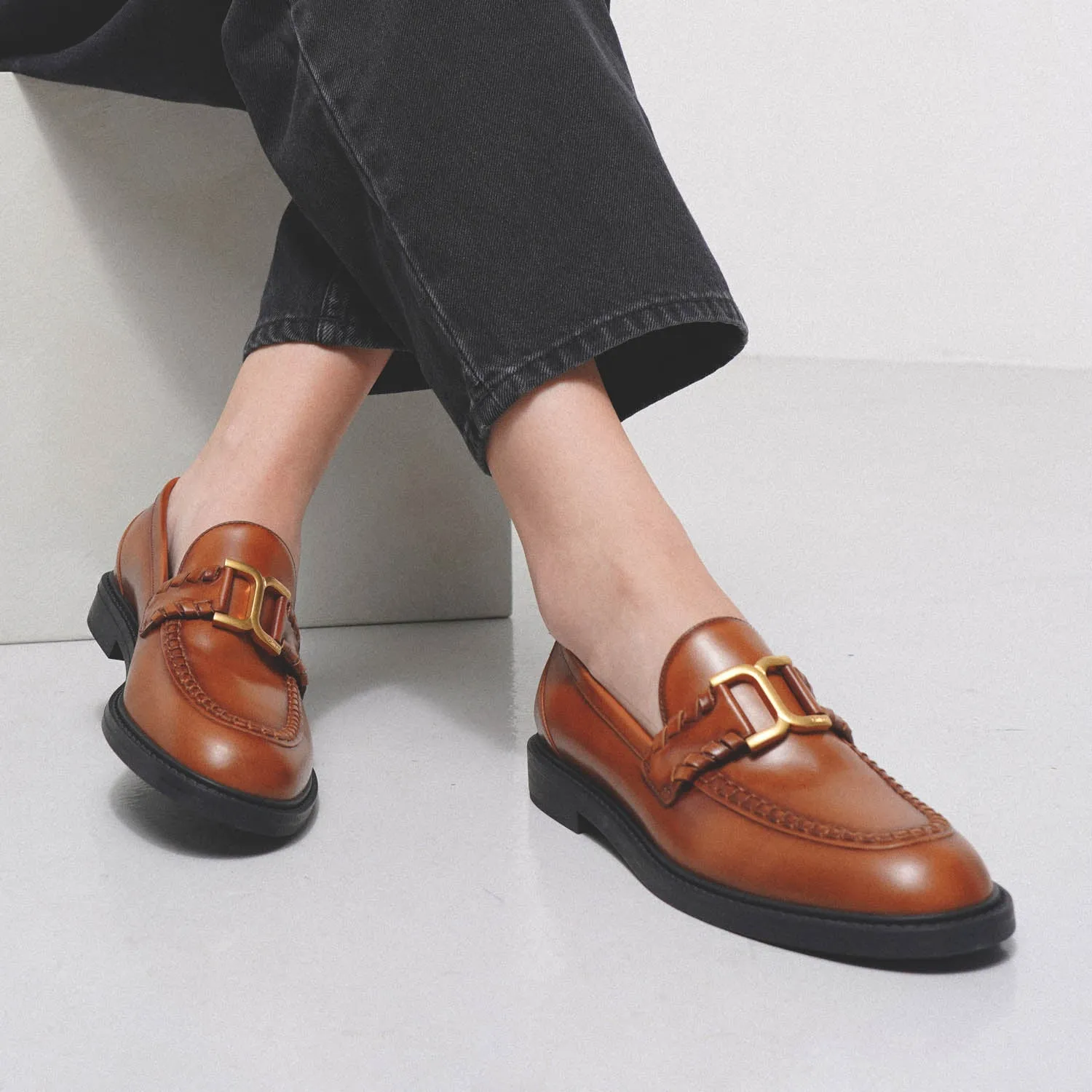 Marcie brown leather loafers