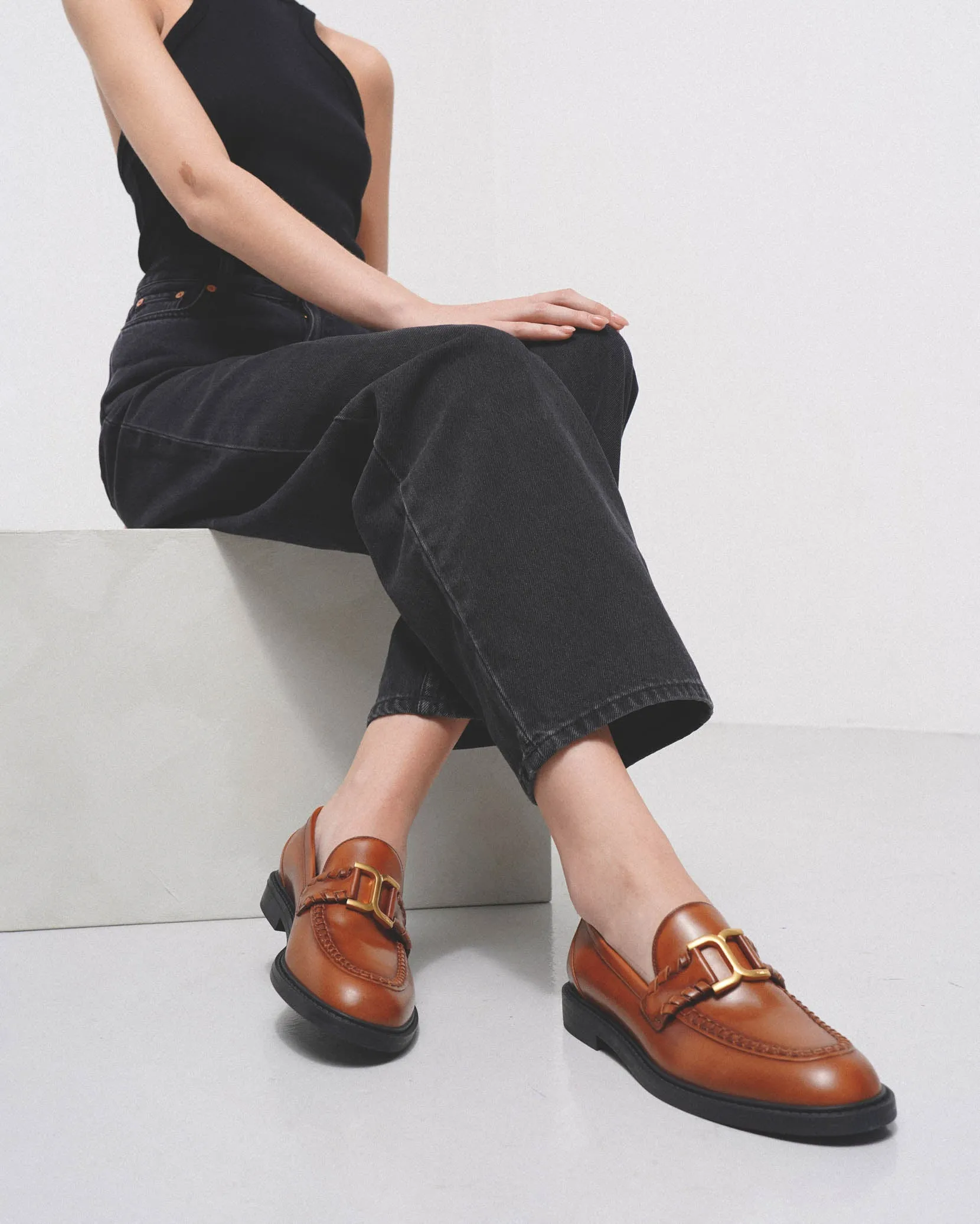 Marcie brown leather loafers