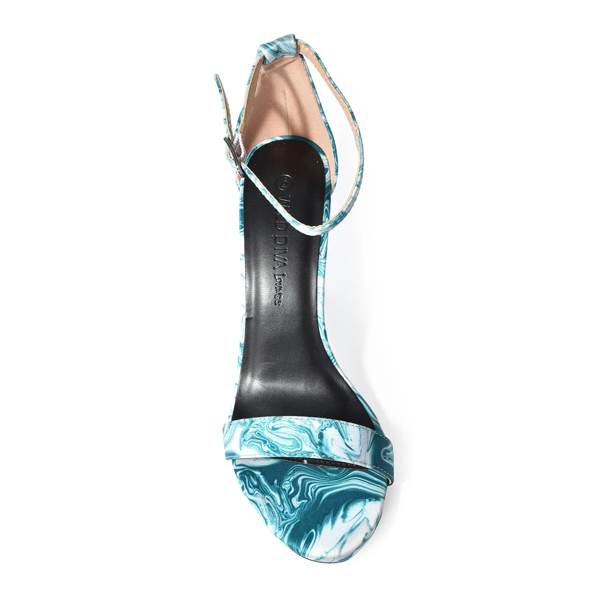MORRIS-01 Satin Marble Chunky Block Heel Sandals