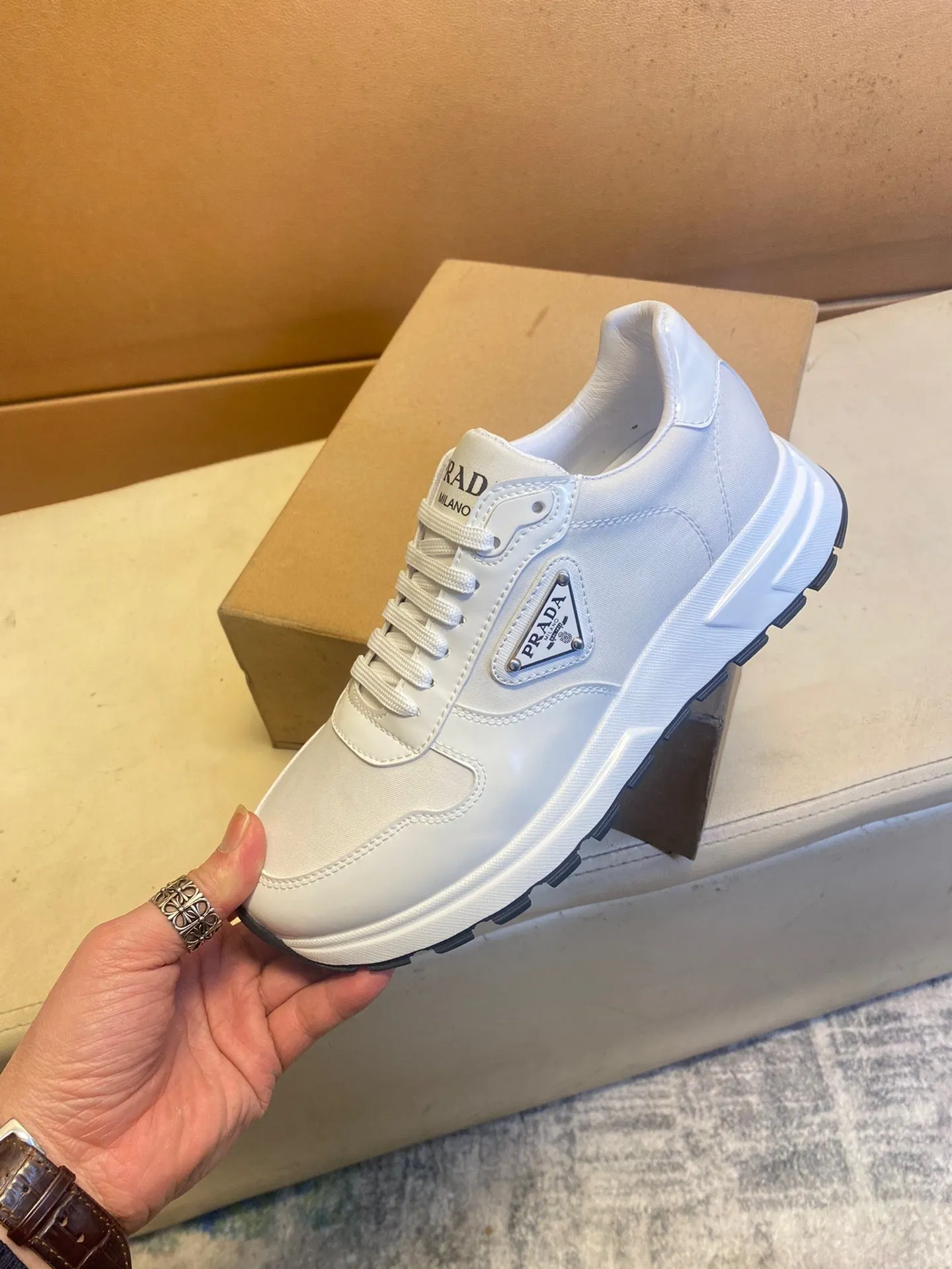 MSE074  Prada Re-Nylon and Brushed Leather Sneakers / Size6-12
