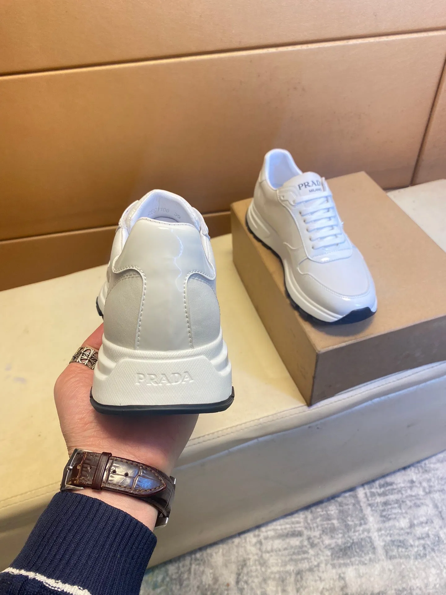 MSE074  Prada Re-Nylon and Brushed Leather Sneakers / Size6-12