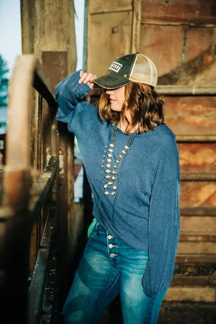 Navy Wavy Pullover