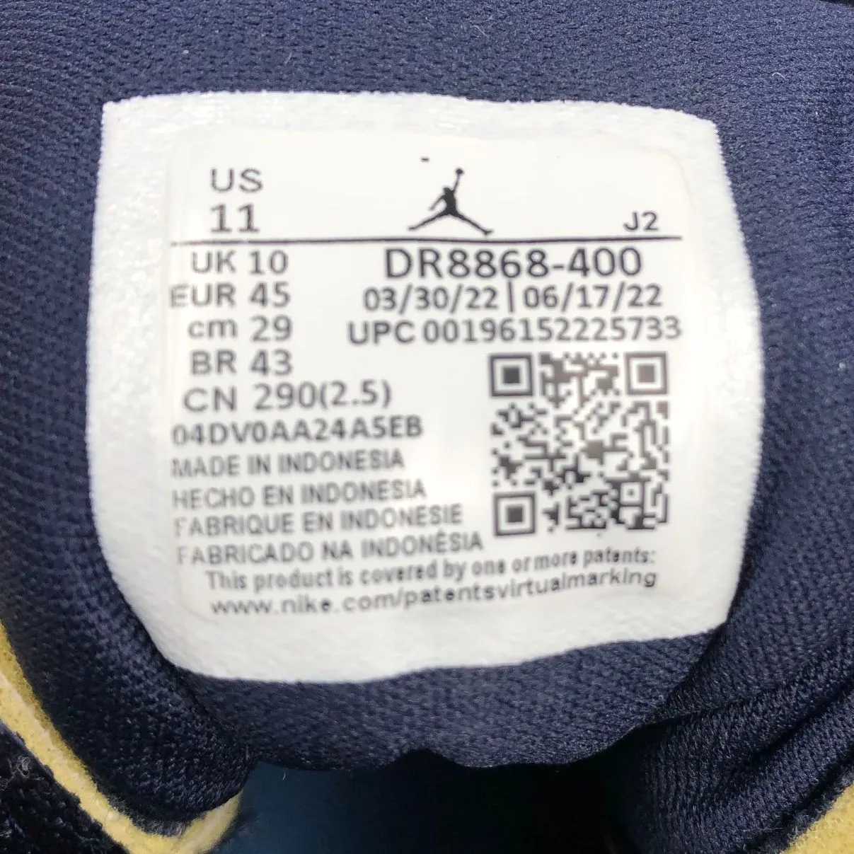 Nike Jordan 1 Mid SE Craft 'Obsidian' Men's Blue/Grey Sneakers - Size 11 ( COA)