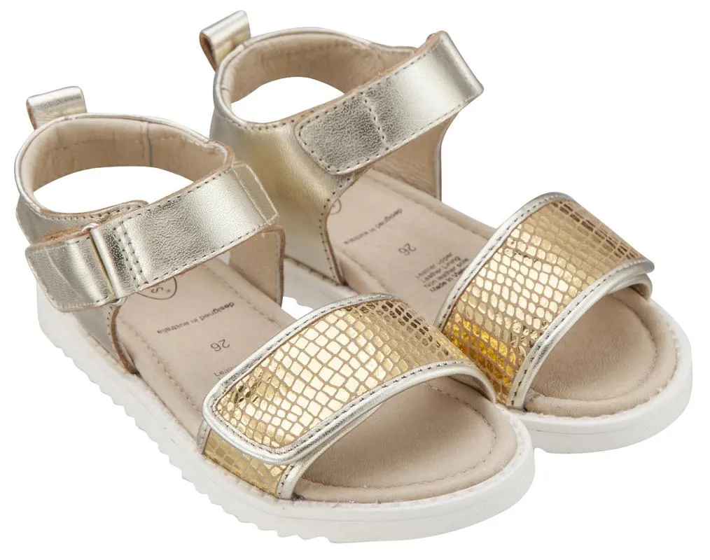 Old Soles Girl's Gold Snake Tish Leather Sandals