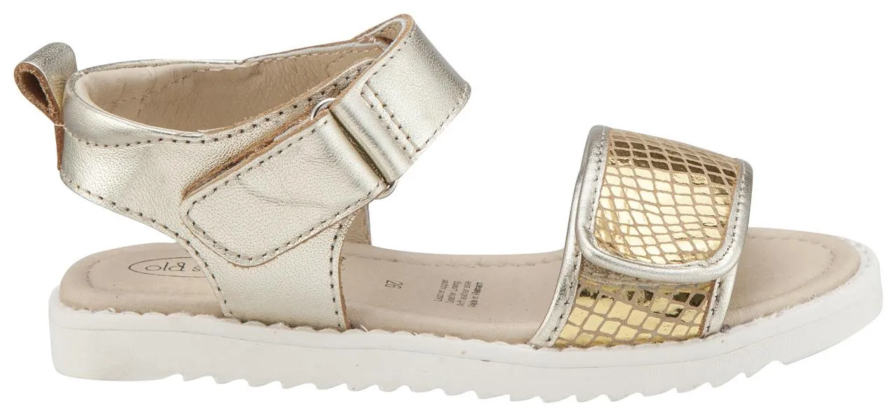 Old Soles Girl's Gold Snake Tish Leather Sandals