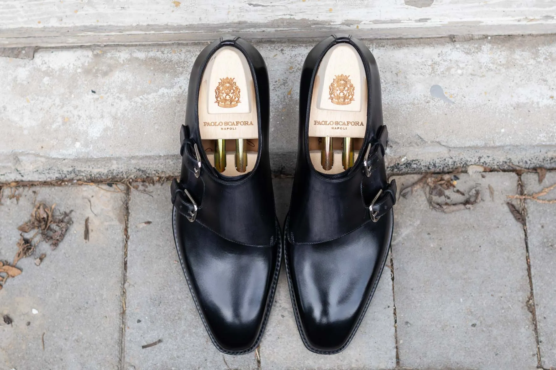 Paolo Scafora 650 Double Monk Strap In Furore Patina MTO
