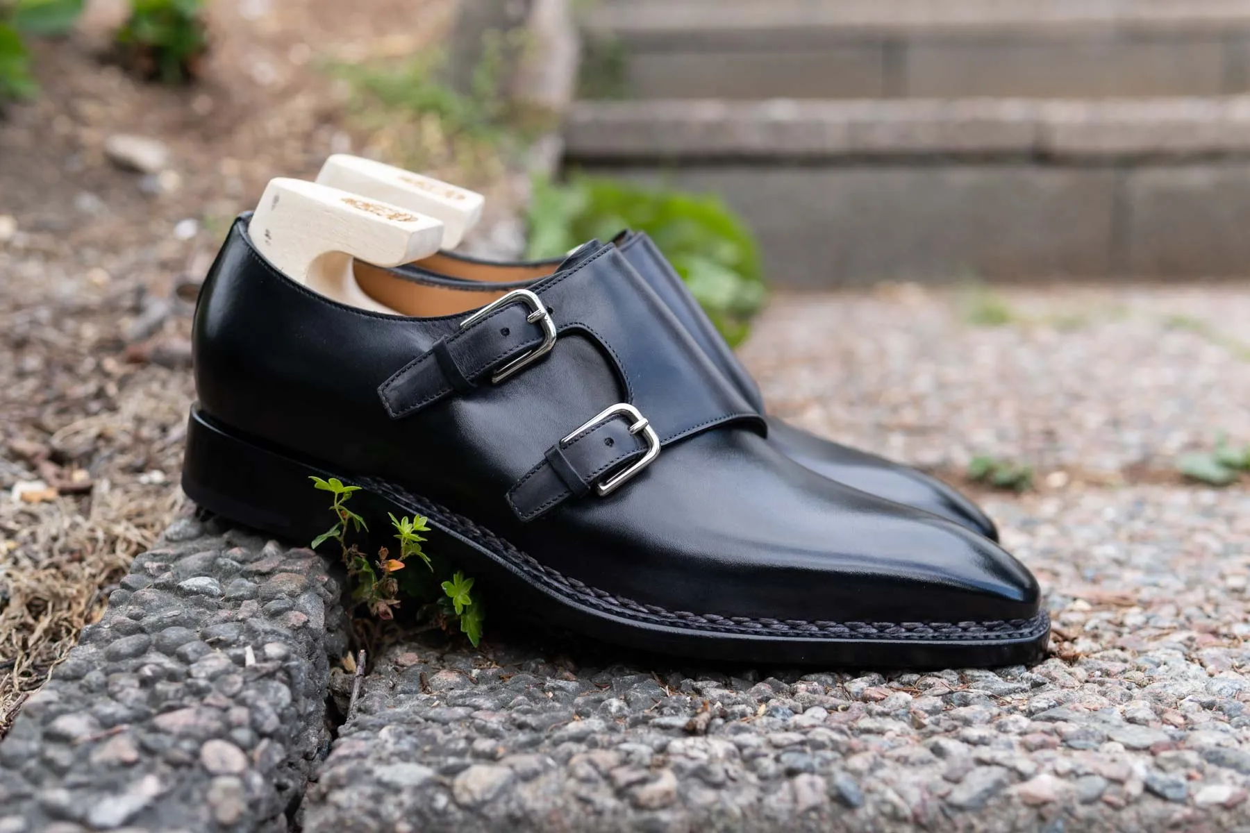 Paolo Scafora 650 Double Monk Strap In Furore Patina MTO