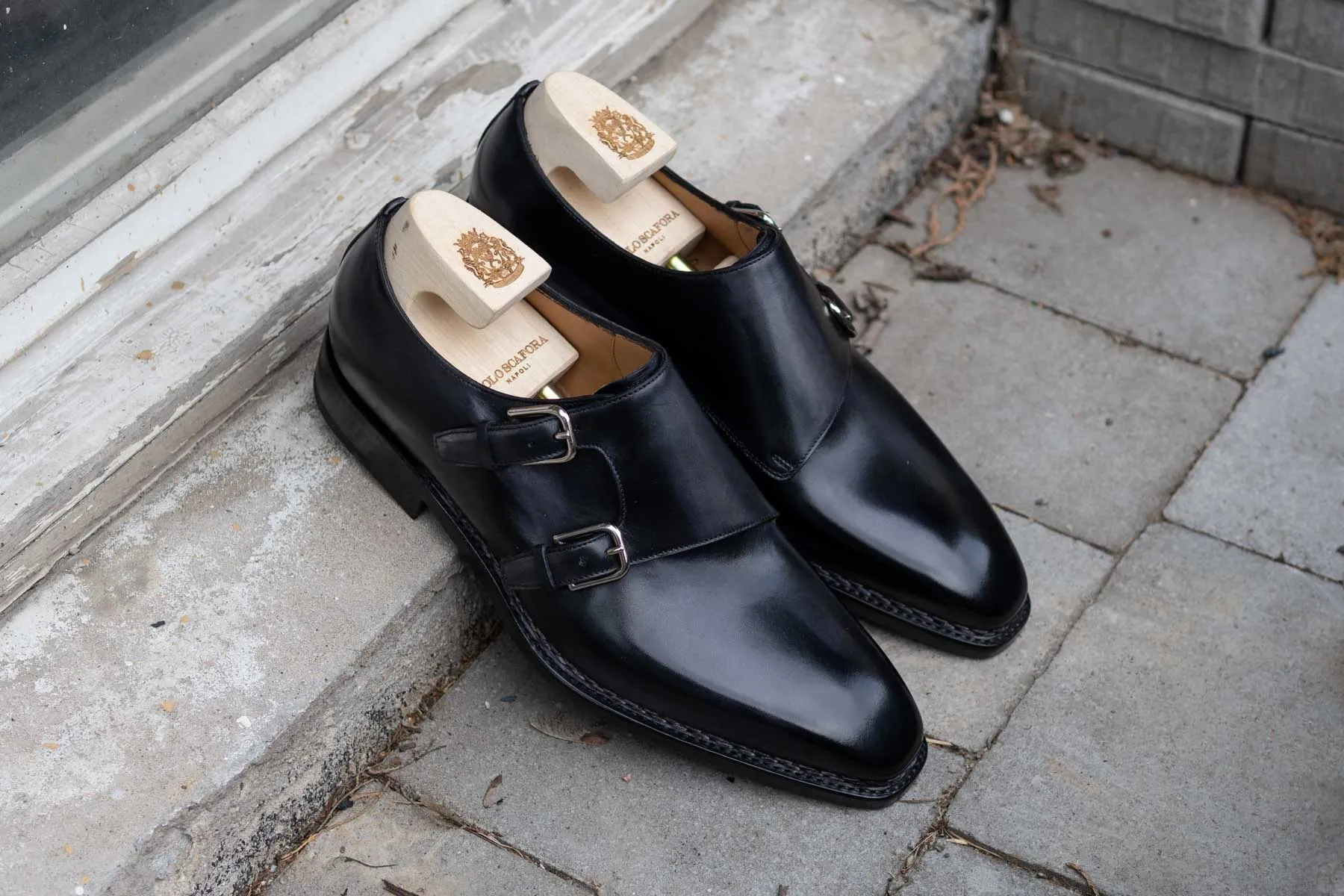 Paolo Scafora 650 Double Monk Strap In Furore Patina MTO