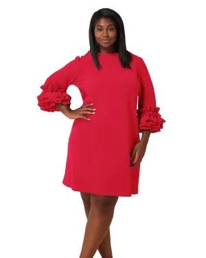 Ruffle Sleeve Sheath Dress | Fuschia