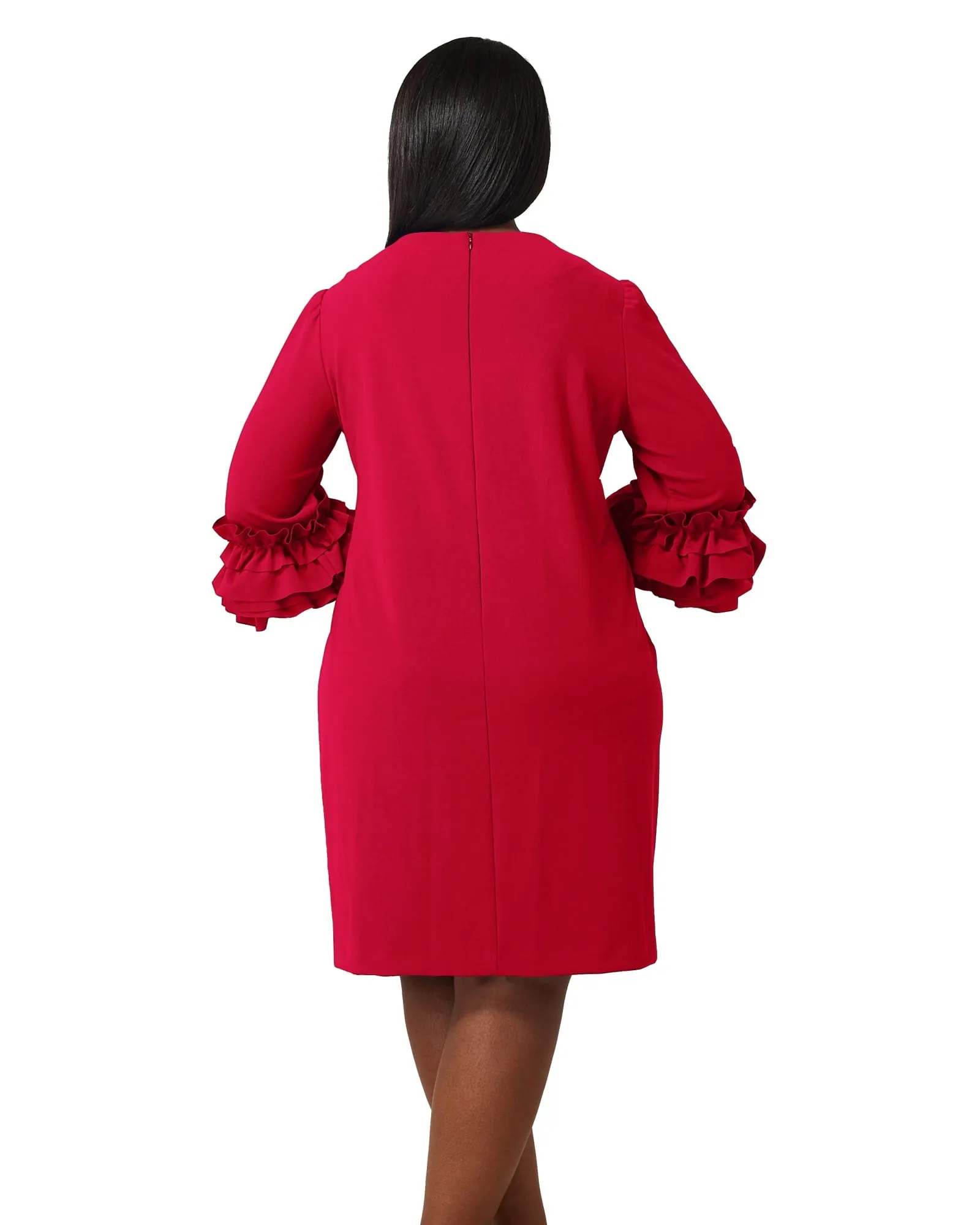 Ruffle Sleeve Sheath Dress | Fuschia