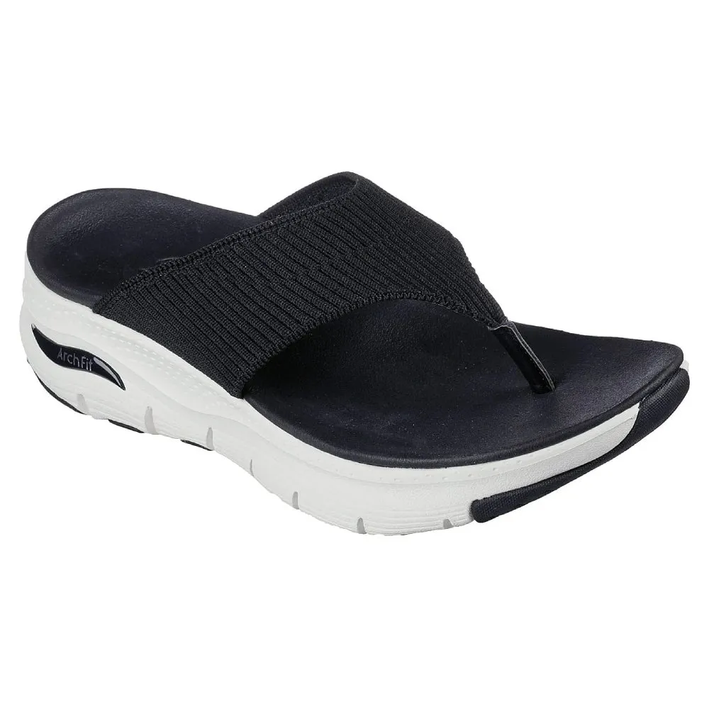 SKECHERS Women's Arch Fit Easy Day Sandal (Black)