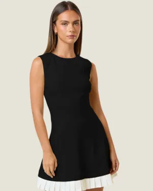 The Eloise: Sleeveless Contrast Pleated Detail Mini Dress