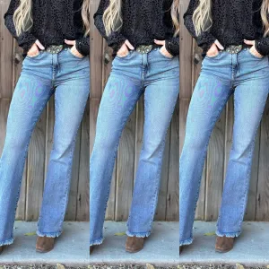The Risen Frayed Bottom Flare Denim