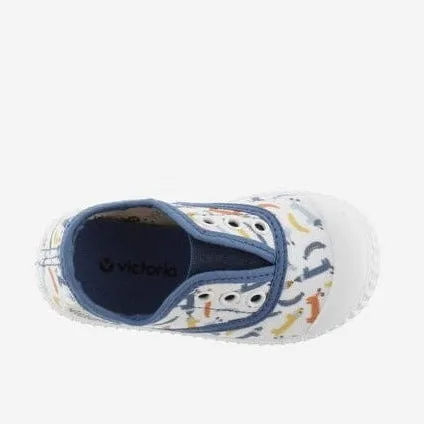 Victoria Printed canvas elasticated Slipon shoes - Azul