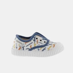 Victoria Printed canvas elasticated Slipon shoes - Azul