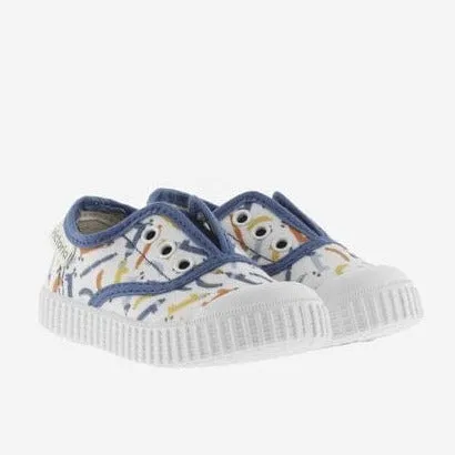 Victoria Printed canvas elasticated Slipon shoes - Azul