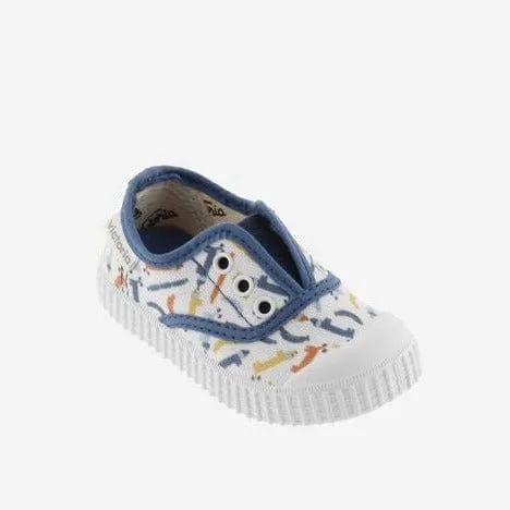 Victoria Printed canvas elasticated Slipon shoes - Azul