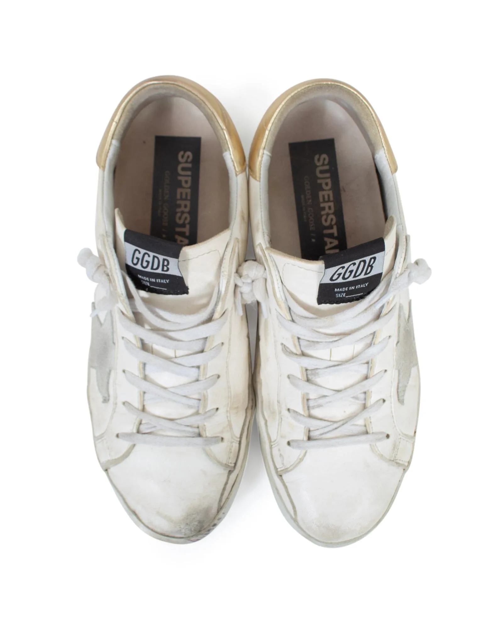 White and Gold Superstar Sneakers