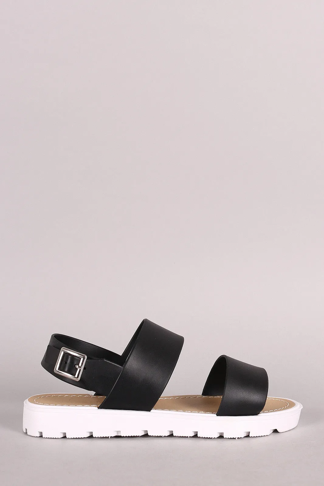 Wild Diva Double Band Slingback Flat Sandal